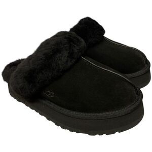 UGG Black Shearling Clog Slippers